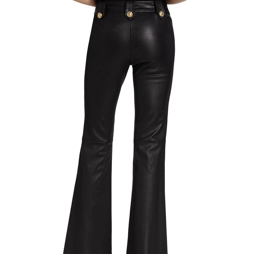 Derek Lam 10 Crosby NWOT The Robertson Black Leather Pants with Gold Buttons